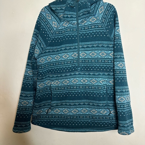 The North Face Tops - THE NORTH FACE PRINTED CRESCENT HOODED PULLOVER SWEATER FLEECE WOMEN'S M